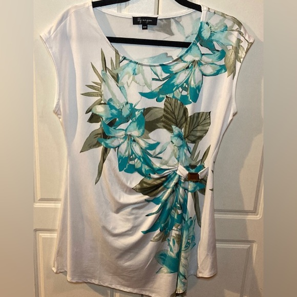 Lily Morgan Tops - ❤️‍🔥5/20$ LILY MORGAN💫Women’s White Floral Printed Sleeveless Blouse Top
